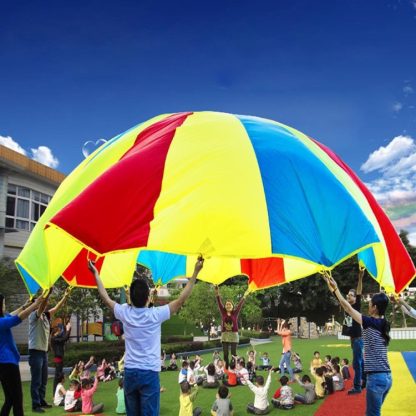 3.6m Children Outdoor Game Exercise Sport Toys Rainbow Umbrella Parachute Play Fun Toy with 8 Handle Straps for Families