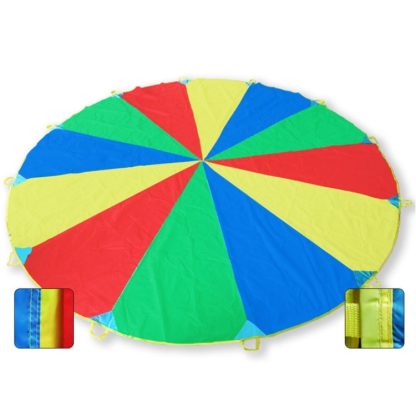 3.6m Children Outdoor Game Exercise Sport Toys Rainbow Umbrella Parachute Play Fun Toy with 8 Handle Straps for Families - Image 3