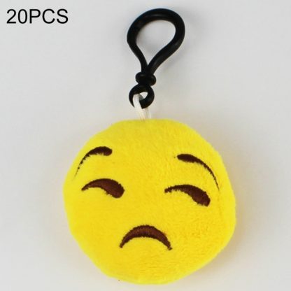 20 PCS Creative Plush Doll Mobile Pendants Gift Cartoon Cute Facial Expression Decorations Keychains with Hook