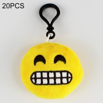 20 PCS Creative Plush Doll Mobile Pendants Gift Cartoon Cute Facial Expression Decorations Keychains with Hook