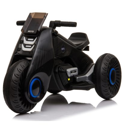 [US Warehouse] Children Dual-drive Ride On Car Electric Three Wheeled Motorcycle (Black)