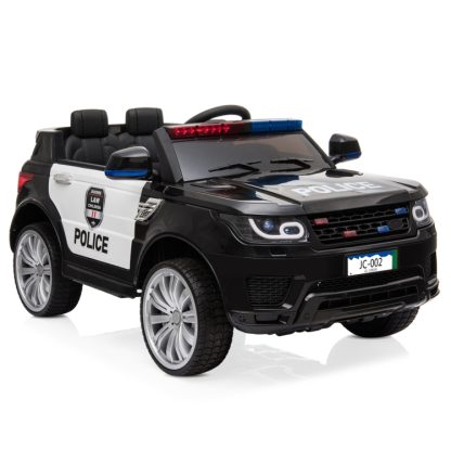 [US Warehouse] 12V 2.4GHz Kids Children LED Lights Remote Control Ride On Car Electric Police Car with Mic (Black) - Image 2