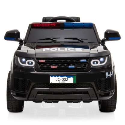 [US Warehouse] 12V 2.4GHz Kids Children LED Lights Remote Control Ride On Car Electric Police Car with Mic (Black) - Image 3