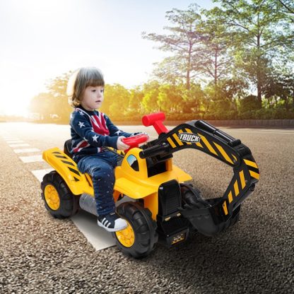 [US Warehouse] Kids Children Ride On Car Excavator Toy without Power (Yellow)