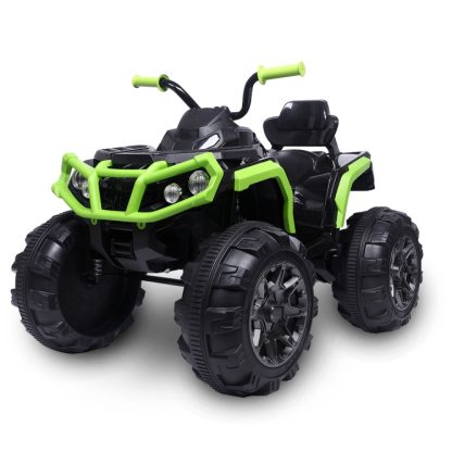 [US Warehouse] Kids Children Double Drive Ride On Car Electric Car ATV Quad Toy, Upgraded Version (Black Green)