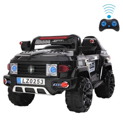 [US Warehouse] 12V 2.4GHz Kids Children Double Drive Remote Control Ride On Car Electric SUV Off-Road Police Car (Black)