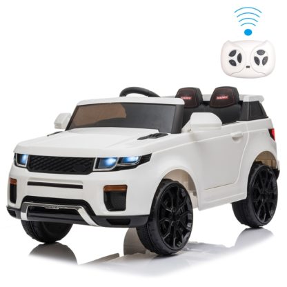 [US Warehouse] 12V 2.4GHz Kids Children LED Lights Double Drive Remote Control Ride On Car Electric Car Stroller (White)