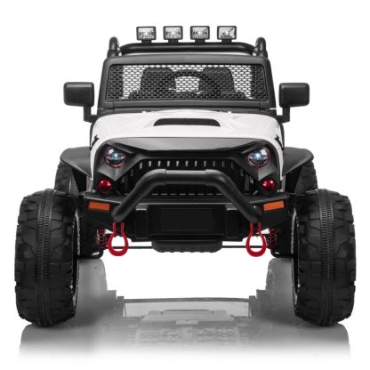 [US Warehouse] 12V Kids Ride On Car 2.4GHz Remote Control Double Drive Jeep Vehicle with MP3 & LED Lights(White)