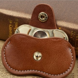 Fidget Hand Spinner Finger Toy Fingertip Gyro Genuine Leather Case Good Bag Without Fingertip Gyro, Size: 9 x 5cm(Brown)