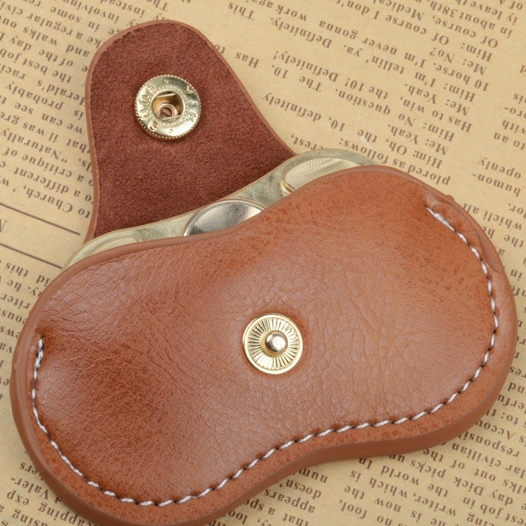 Fidget Hand Spinner Finger Toy Fingertip Gyro Genuine Leather Case Good Bag Without Fingertip Gyro, Size: 9 x 5cm(Brown) - Image 3