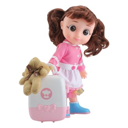 MoFun T1003B Simulation Voice Doll Children Toy Set with Bear & Suitcase - Image 2