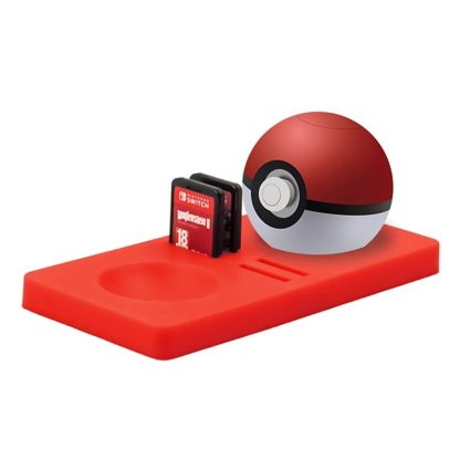 3 in 1 Silicone Pad Charger  for N-Switch Poke Ball Plus with  4 Games Cards Slot(Red) - Image 2