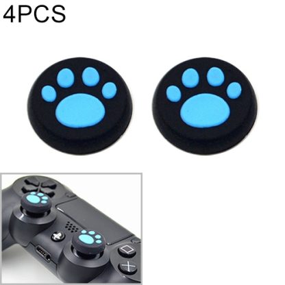 4 PCS Cute Cat Paw Silicone Protective Cover for PS4 / PS3 / PS2 / XBOX360 / XBOXONE / WIIU Gamepad Joystick(Blue)