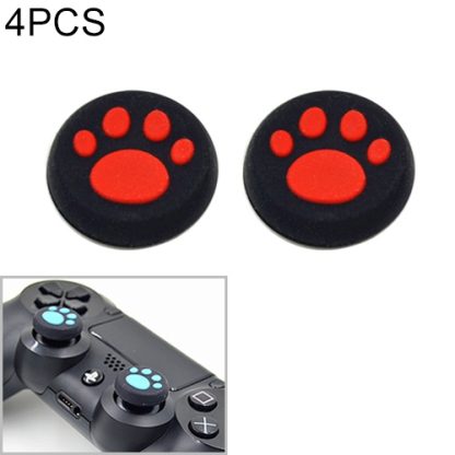 4 PCS Cute Cat Paw Silicone Protective Cover for PS4 / PS3 / PS2 / XBOX360 / XBOXONE / WIIU Gamepad Joystick(Red)