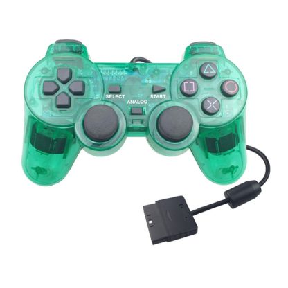 Double Motor Vibration Transparent Game Handle For PS2(Green)