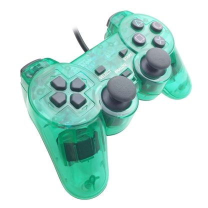 Double Motor Vibration Transparent Game Handle For PS2(Green) - Image 2