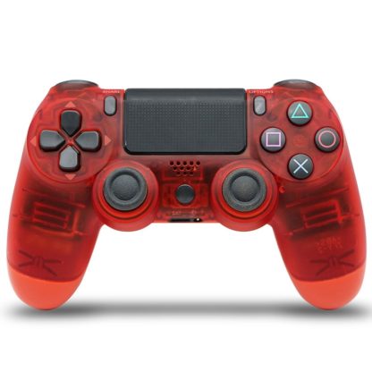 Transparent Wireless Bluetooth Game Handle Controller with Lamp for PS4, US Version(Red)