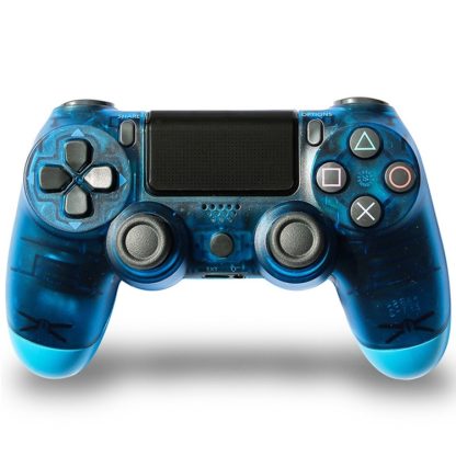 Transparent Wireless Bluetooth Game Handle Controller with Lamp for PS4, EU Version(Blue)