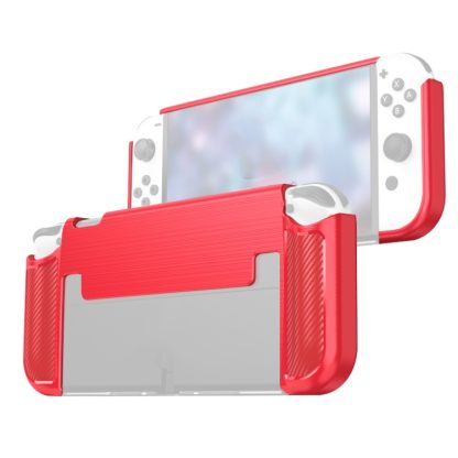 Carbon Fiber TPU Shockproof Protective Case For Nintendo Switch OLED(Red)