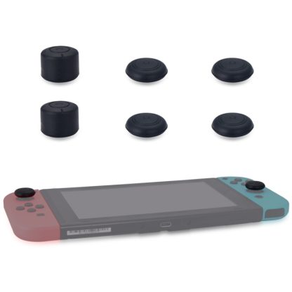 DOBE TNS-877 6 in 1 Silicone Thumb Grips Cap Switch Cover Kits for Nintendo Switch(Black)