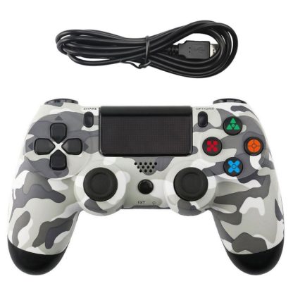 Grey Camouflage Snowflake Button Wired Gamepad Game Handle Controller for PS4 - Image 2