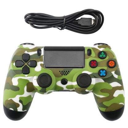 Green Camouflage Snowflake Button Wired Gamepad Game Handle Controller for PS4 - Image 2