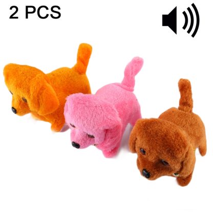 2 PCS Plush Puppy Electric Toys Can Will Move Forward / Will Backwards / Sounding and Luminous Eyes, Random Color Delive