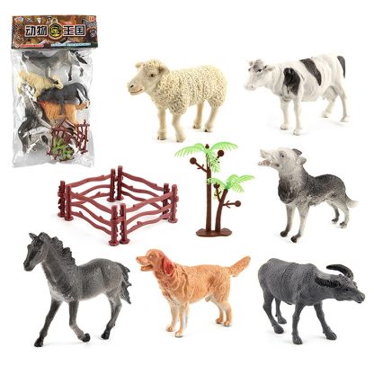 1280-4 6 in 1 Cute Animal Kingdom Decoration Toys Set with Fences