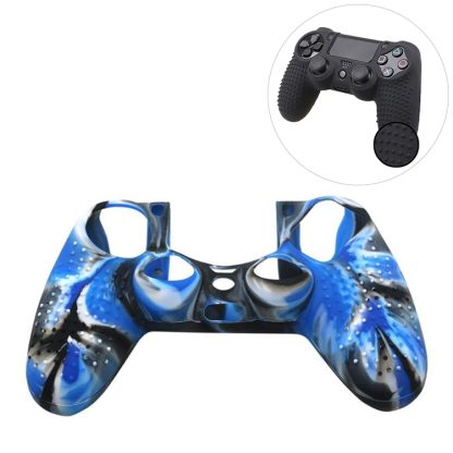 Non-slip Silicone Protective Case for Sony PS4(Black Blue)