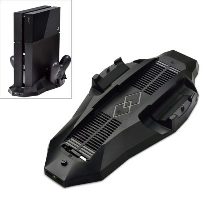 Multi-function Host Machine Dissipate Heat Game Handle Charging Base Holder for PS4(Black)