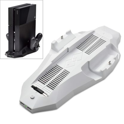 Multi-function Host Machine Dissipate Heat Game Handle Charging Base Holder for PS4(White)