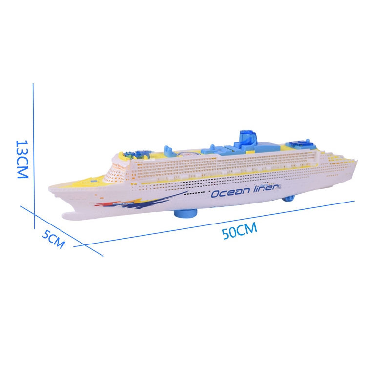 Children Toy Simulation Electric Boat Model Music Light Cruise Wheel with Colorful Lights and Siren - Image 2