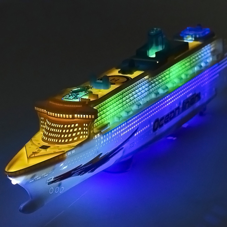 Children Toy Simulation Electric Boat Model Music Light Cruise Wheel with Colorful Lights and Siren - Image 3