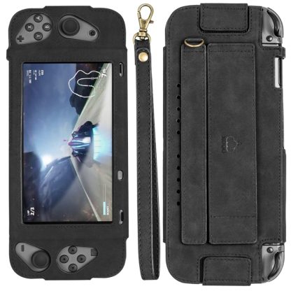 Portable Shockproof Leather Protective Case for Nintendo Switch, with Holder & Card Slot & Lanyard(Black) - Image 3