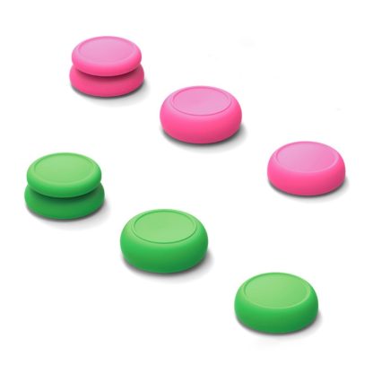 Skull&Co Left + Right Gamepad Rocker Cap Button Cover Thumb Grip Set for Switch / Switch Lite / JOYCON(Pink Green) - Image 2