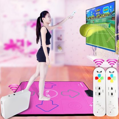 HD Wireless Single PU Leather Massage Dancing Blanket TV Computer Dual-use Somatosensory Dancing Machine(Pink)