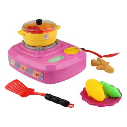 MoFun QC2B Electric Simulation Gas Stove Kids Toys Set with Colorful Lights & Ringtone & Fogging Function(Pink)