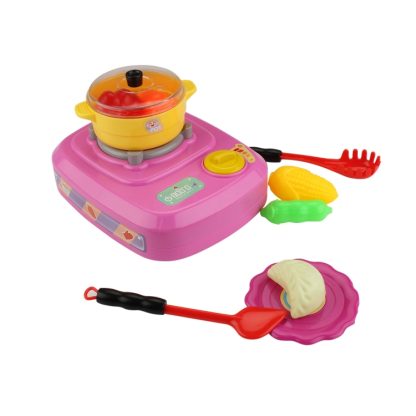 MoFun QC2B Electric Simulation Gas Stove Kids Toys Set with Colorful Lights & Ringtone & Fogging Function(Pink) - Image 2