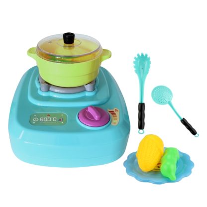 MoFun QC2B Electric Simulation Gas Stove Kids Toys Set with Colorful Lights & Ringtone & Fogging Function (Green) - Image 2