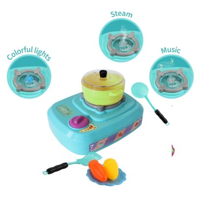 MoFun QC2B Electric Simulation Gas Stove Kids Toys Set with Colorful Lights & Ringtone & Fogging Function (Green) - Image 3