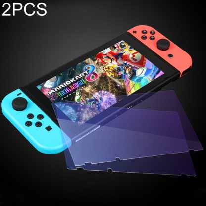 2 PCS BUBM Anti-Fingerprints Anti Blue-ray Tempered Glass Film for Nintendo Switch