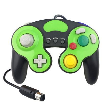 Three-point Decorative Strip Wired Game Handle Controller for Nintendo NGC(Black+green) - Image 2