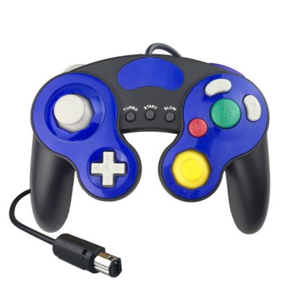 Three-point Decorative Strip Wired Game Handle Controller for Nintendo NGC(Black Blue) - Image 2