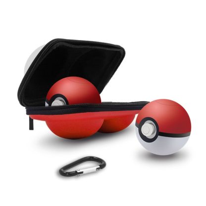 2 in 1 Portable Carrying Bag Hard EVA Zip Case for Nintendo Switch Poke Ball Plus Controller, with Keychain