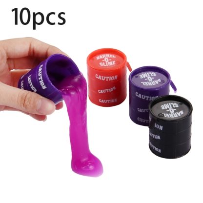 10 PCS Barrel O Slime Stress Reducer Anti-Anxiety Toy Goo Silly Putty Gag Kids Toys Prank Party Favors Joke, Random Colo