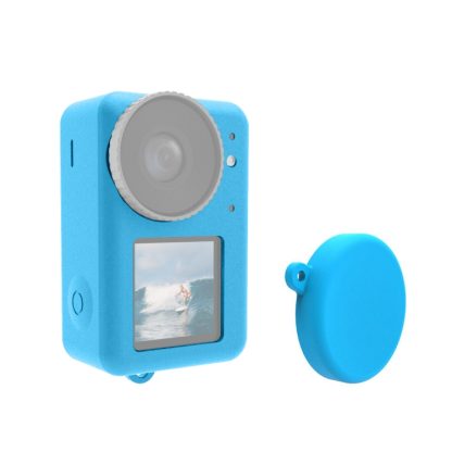 For DJI Osmo Action 4 / 3 PULUZ Silicone Protective Case with Lens Cap (Blue)