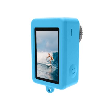 For DJI Osmo Action 4 / 3 PULUZ Silicone Protective Case with Lens Cap (Blue) - Image 3