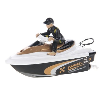 High Speed 49MHz Mini Remote Control Racing Boat Water Playing Toy, Size: 110mm x 45mm x 40mm(Gold)