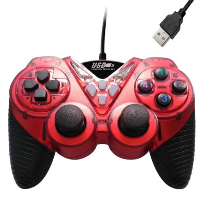 Wired Vibration Gamepad PC USB Controller Joystick Game Handle(Red)