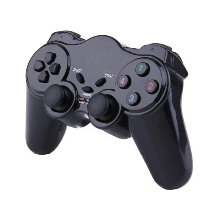 2.4GHz RF Wireless Game Pad with Dual Shock Vibration & USB 2.0 Receiver, Operation Distance: 10m(Black) - Image 2